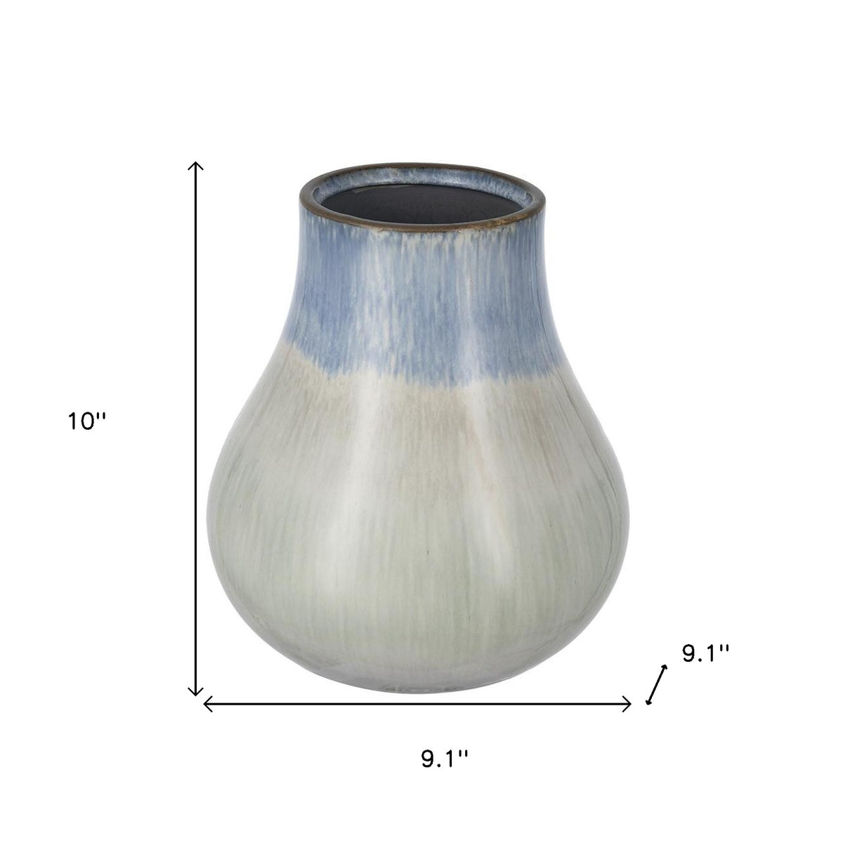 10" Blue And Gray Ombre Ceramic Round Table Vase