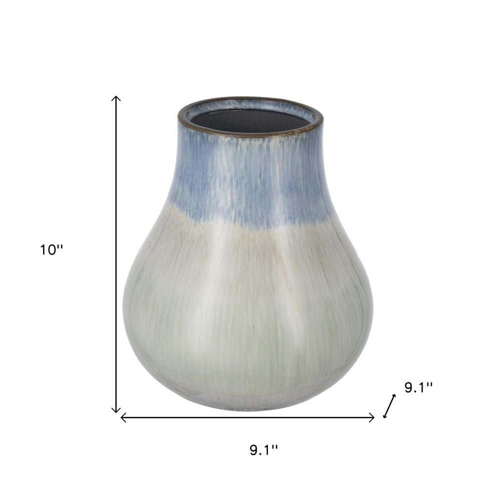 10" Blue And Gray Ombre Ceramic Round Table Vase