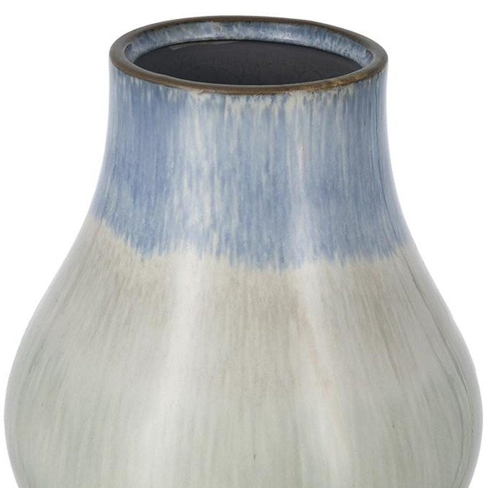 10" Blue And Gray Ombre Ceramic Round Table Vase