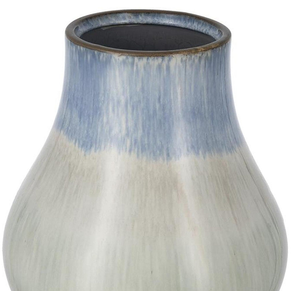 10" Blue And Gray Ombre Ceramic Round Table Vase