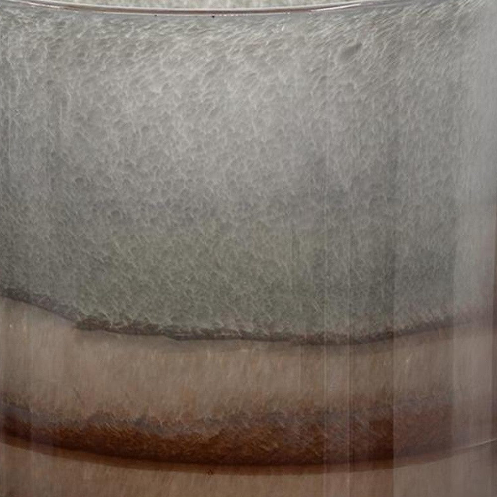 9" Gray And Brown Ombre Glass Round Table Vase