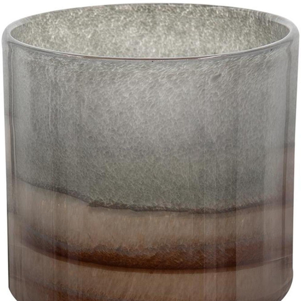 9" Gray And Brown Ombre Glass Round Table Vase