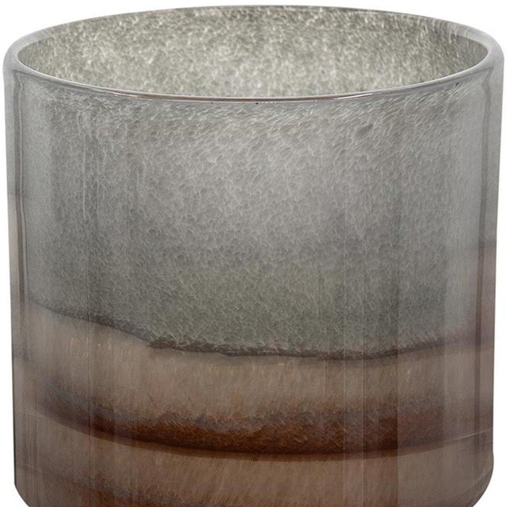 9" Gray And Brown Ombre Glass Round Table Vase