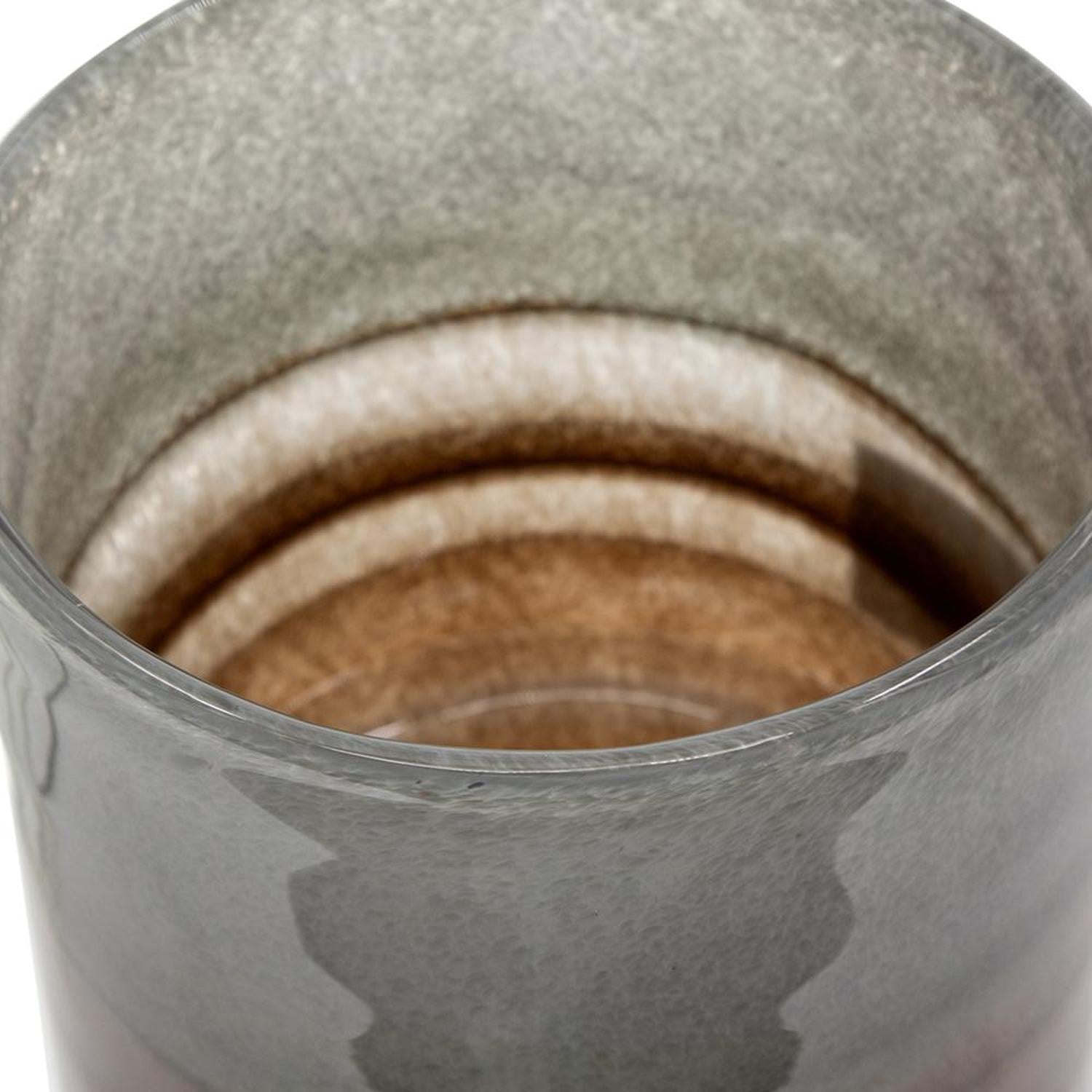 9" Gray And Brown Ombre Glass Round Table Vase