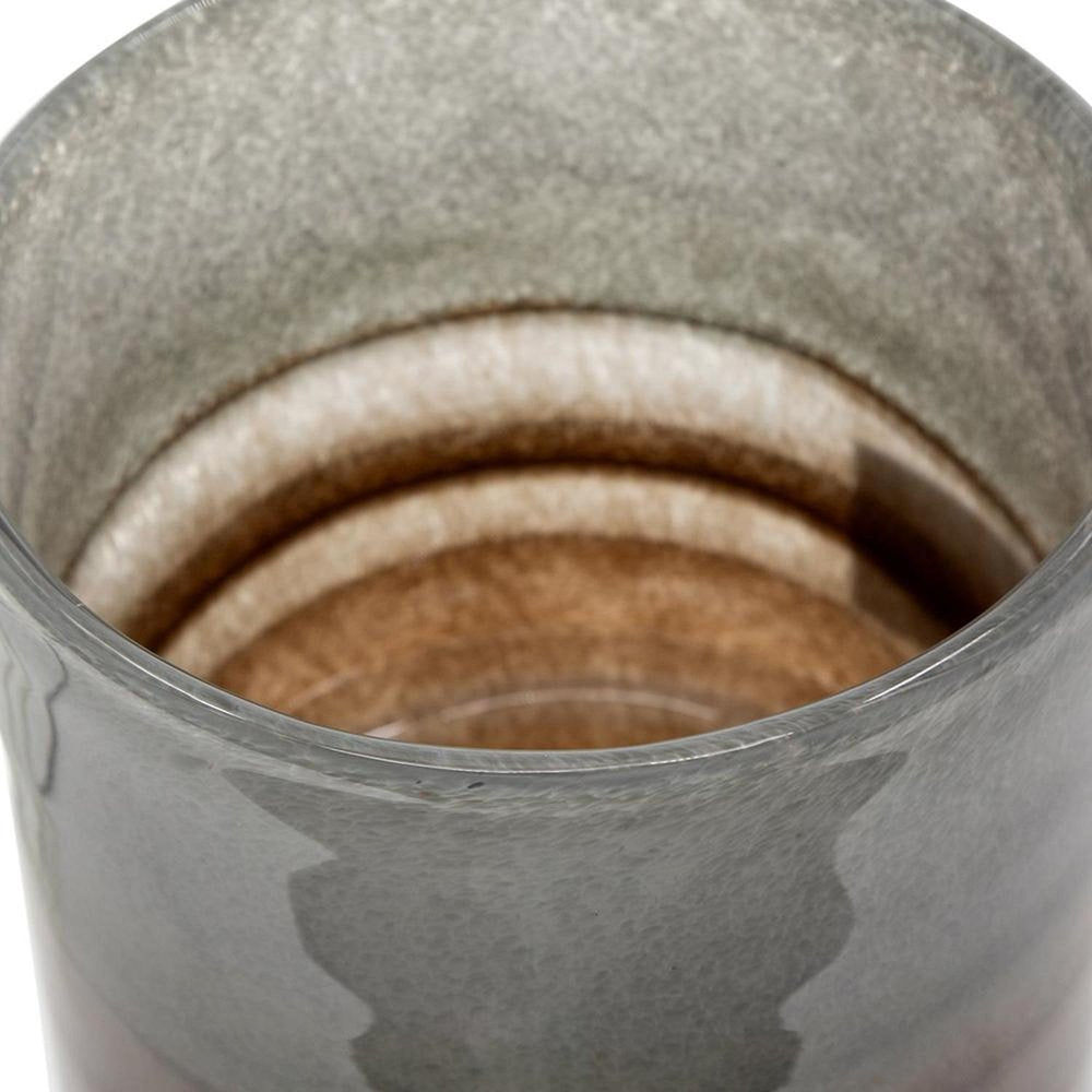 9" Gray And Brown Ombre Glass Round Table Vase