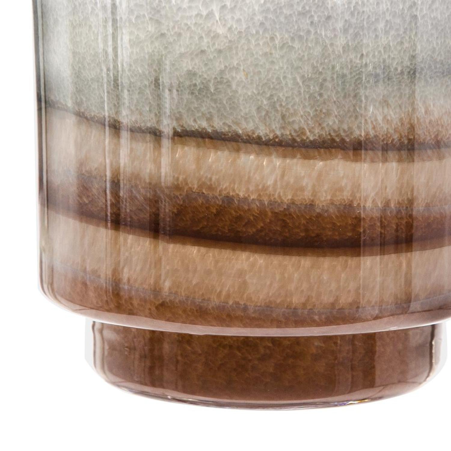 9" Gray And Brown Ombre Glass Round Table Vase