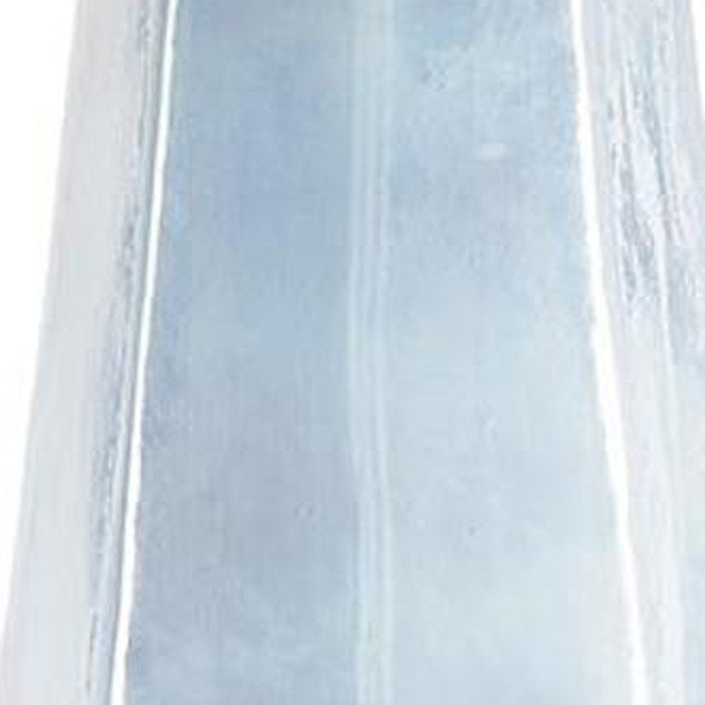 20" Blue And Opal Glass Cylinder Table Vase