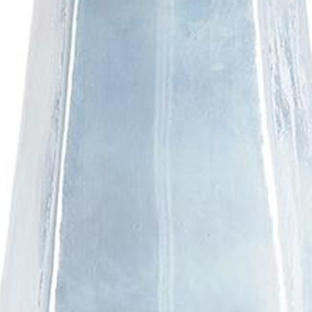 20" Blue And Opal Glass Cylinder Table Vase