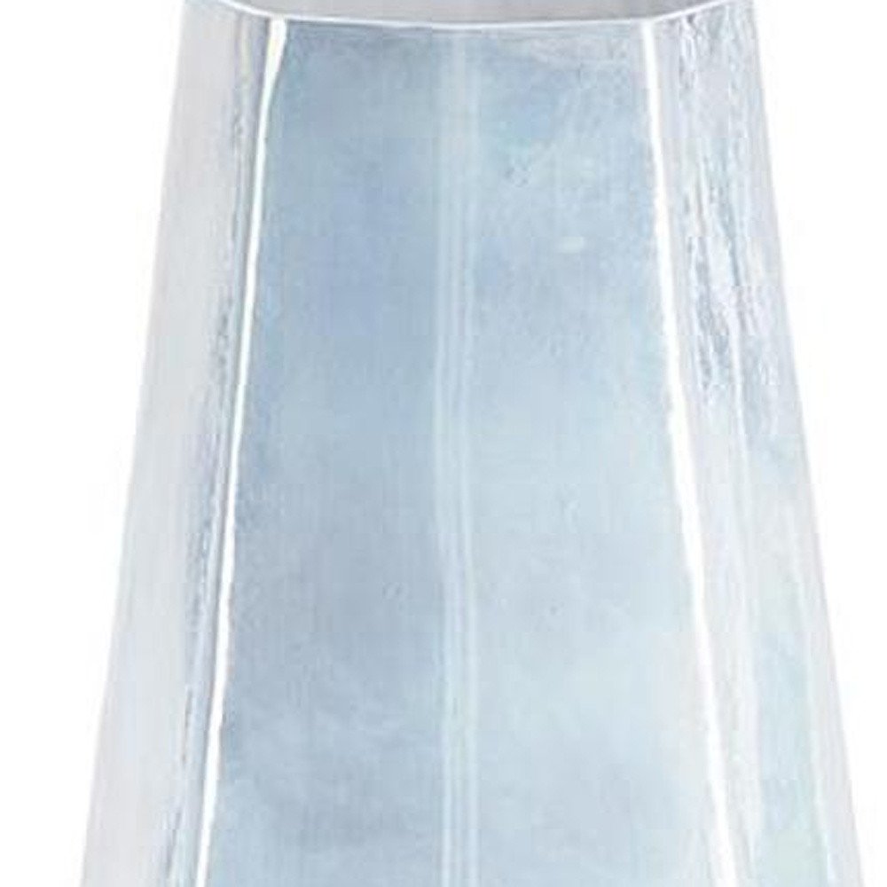 20" Blue And Opal Glass Cylinder Table Vase