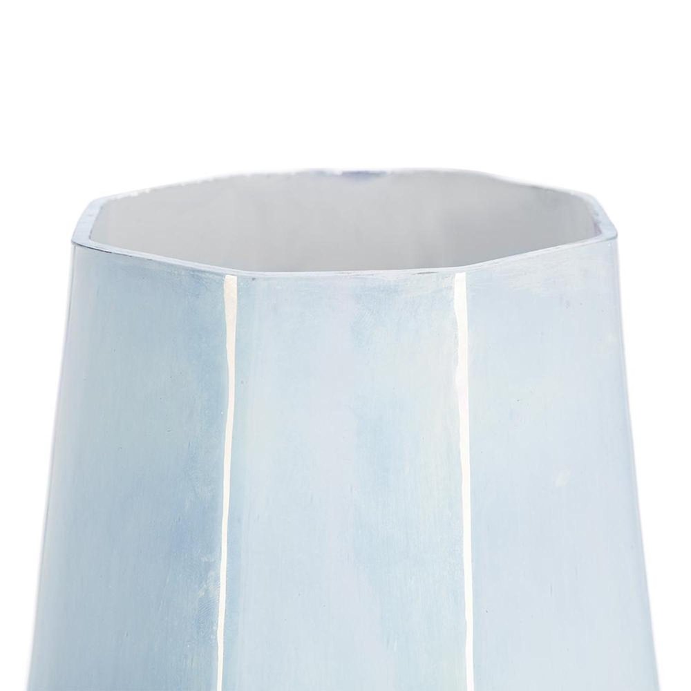 20" Blue And Opal Glass Cylinder Table Vase