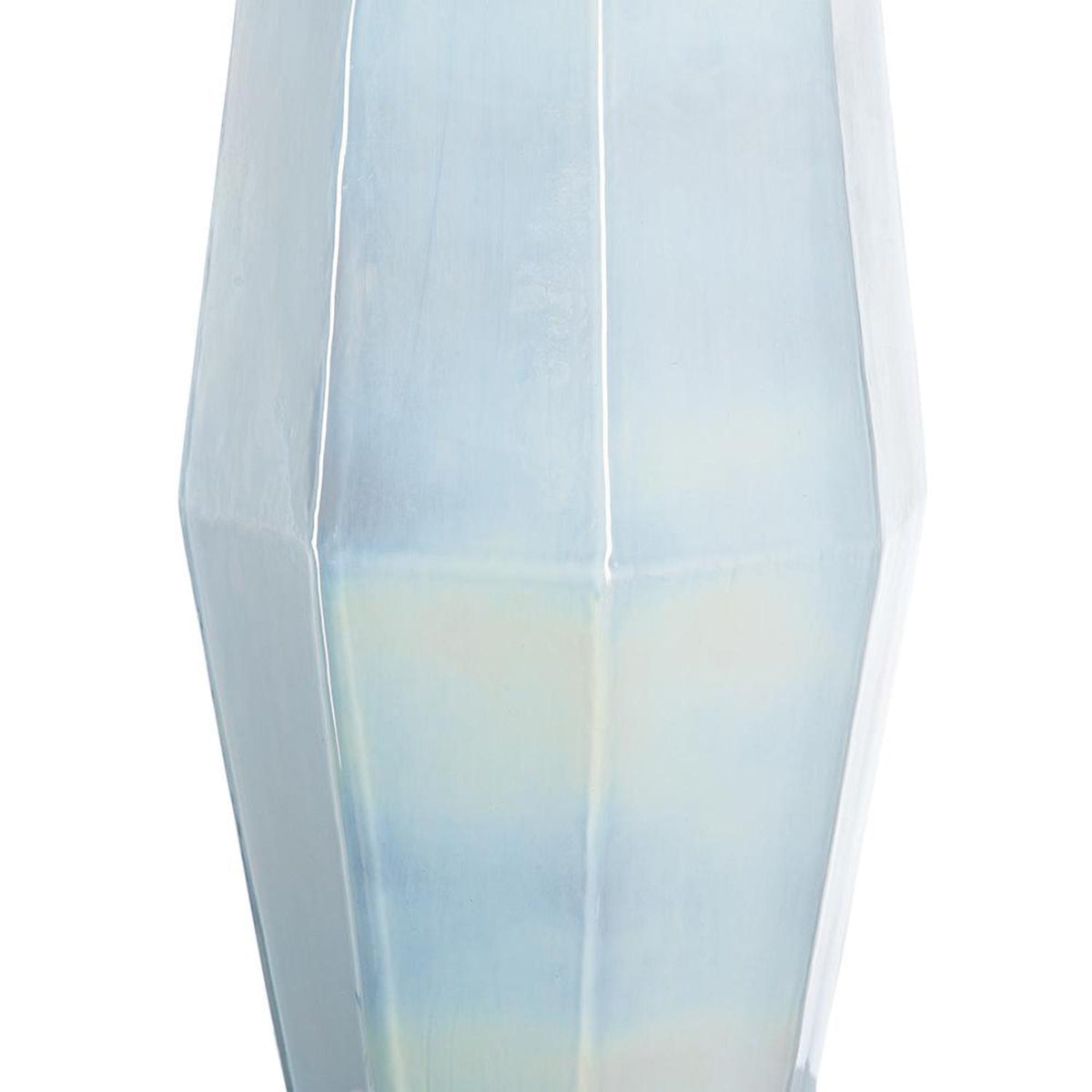 20" Blue And Opal Glass Cylinder Table Vase