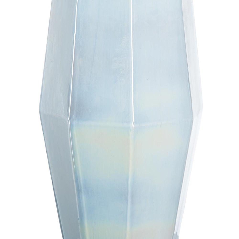 20" Blue And Opal Glass Cylinder Table Vase