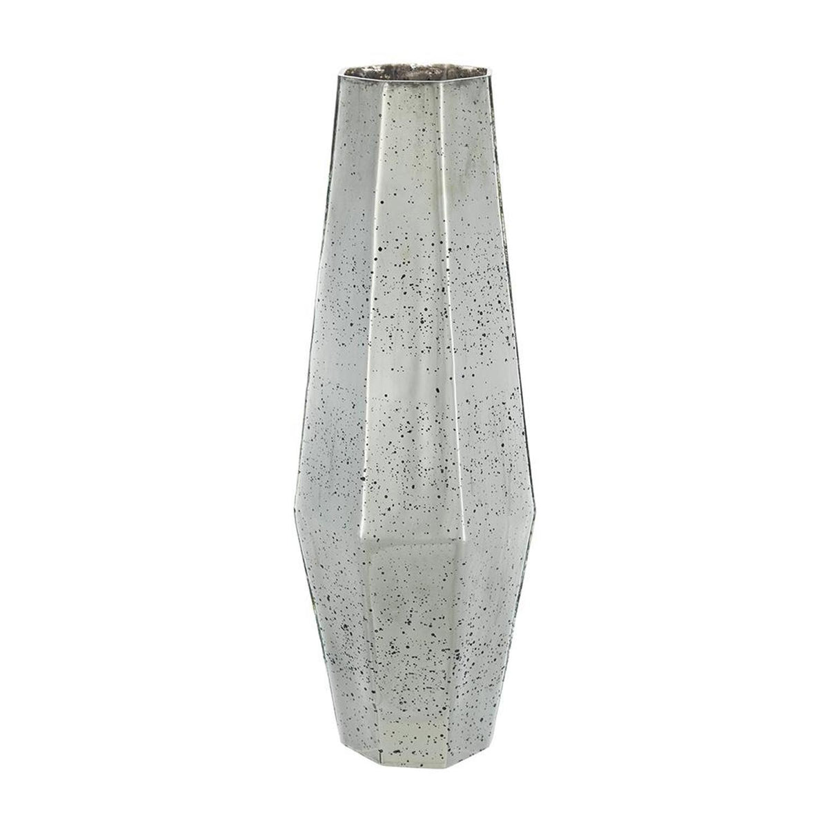 20" Antiqued Silver Glass Cylinder Table Vase