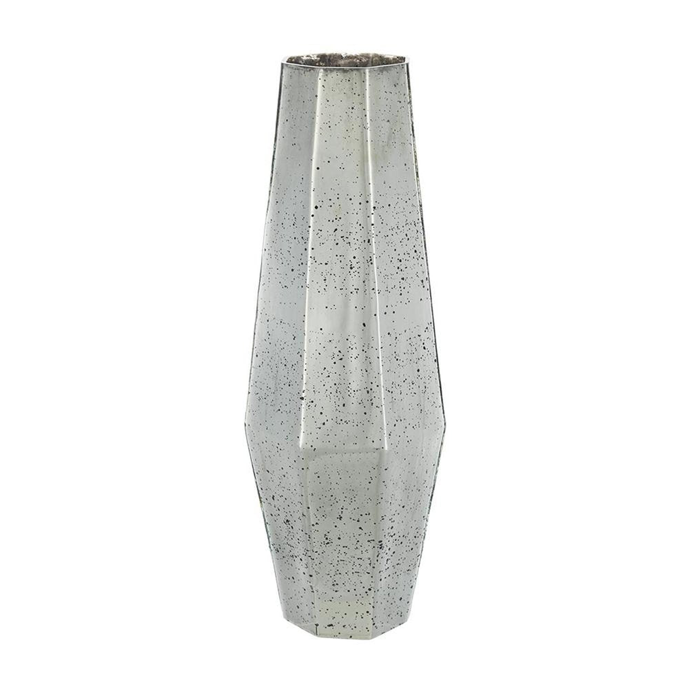 20" Antiqued Silver Glass Cylinder Table Vase