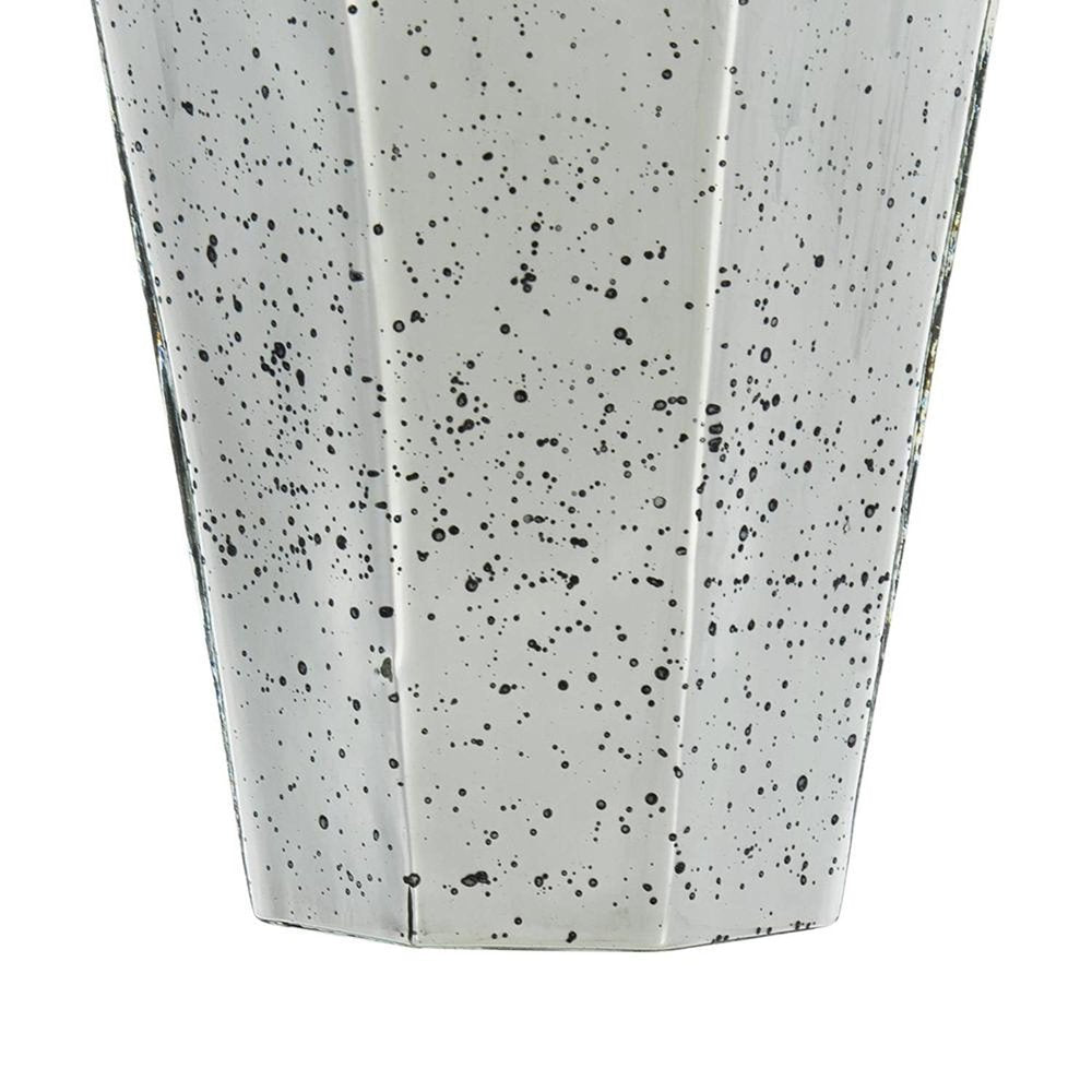 20" Antiqued Silver Glass Cylinder Table Vase