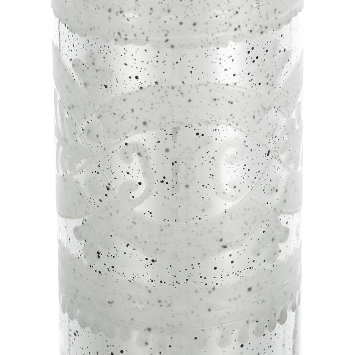 25" Antiqued Silver Floral Glass Bottle Table Vase