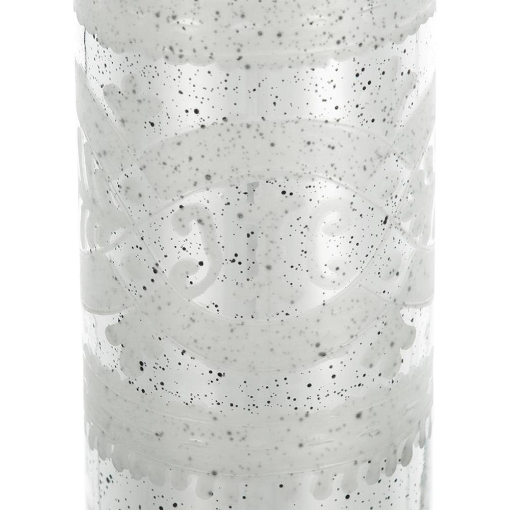 25" Antiqued Silver Floral Glass Bottle Table Vase