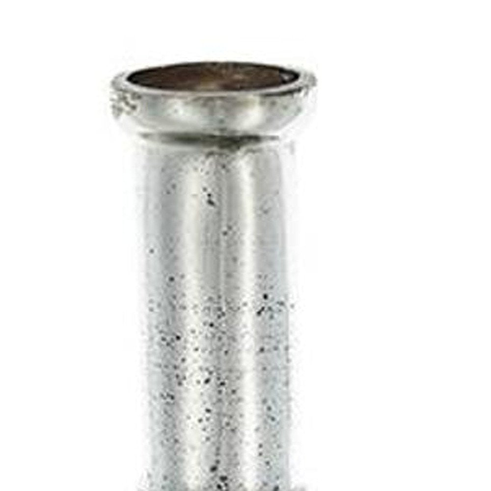 30" Antiqued Silver Floral Glass Bottle Table Vase