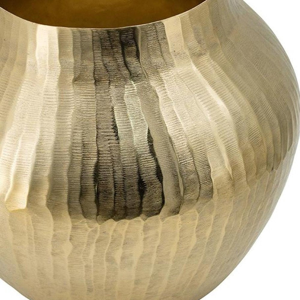 9" Gold Hammered Aluminum Round Table Vase