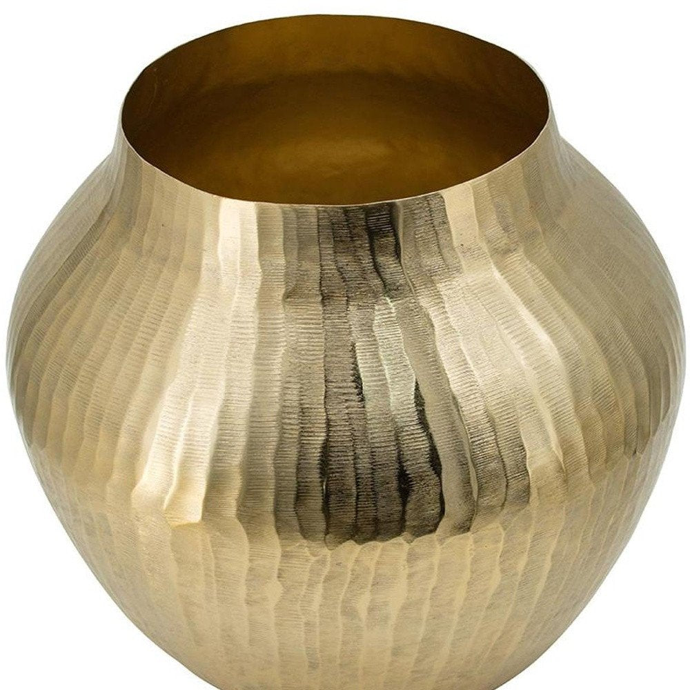 9" Gold Hammered Aluminum Round Table Vase