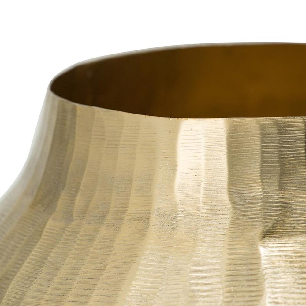 9" Gold Hammered Aluminum Round Table Vase