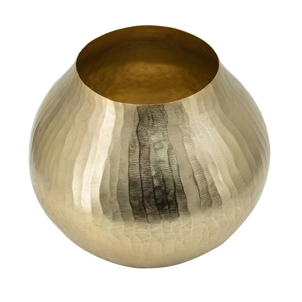 9" Gold Hammered Aluminum Round Table Vase