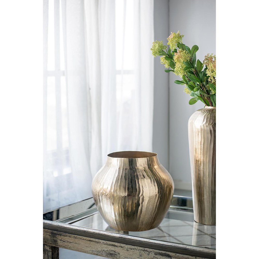 9" Gold Hammered Aluminum Round Table Vase