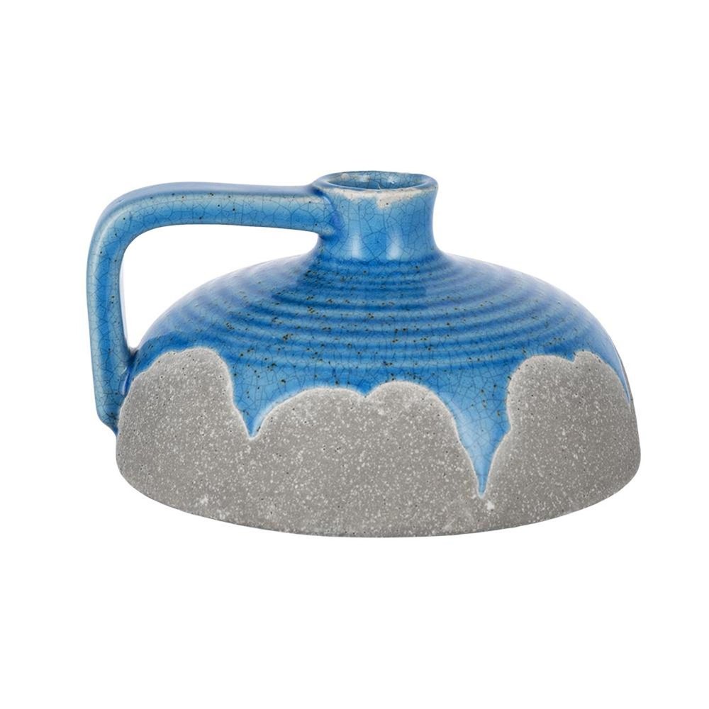 4" Blue And Gray Ceramic Bud Jug Vase