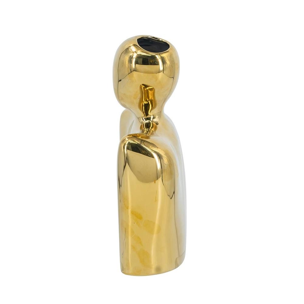 10" Gold Ceramic Modern Abstract Table Vase