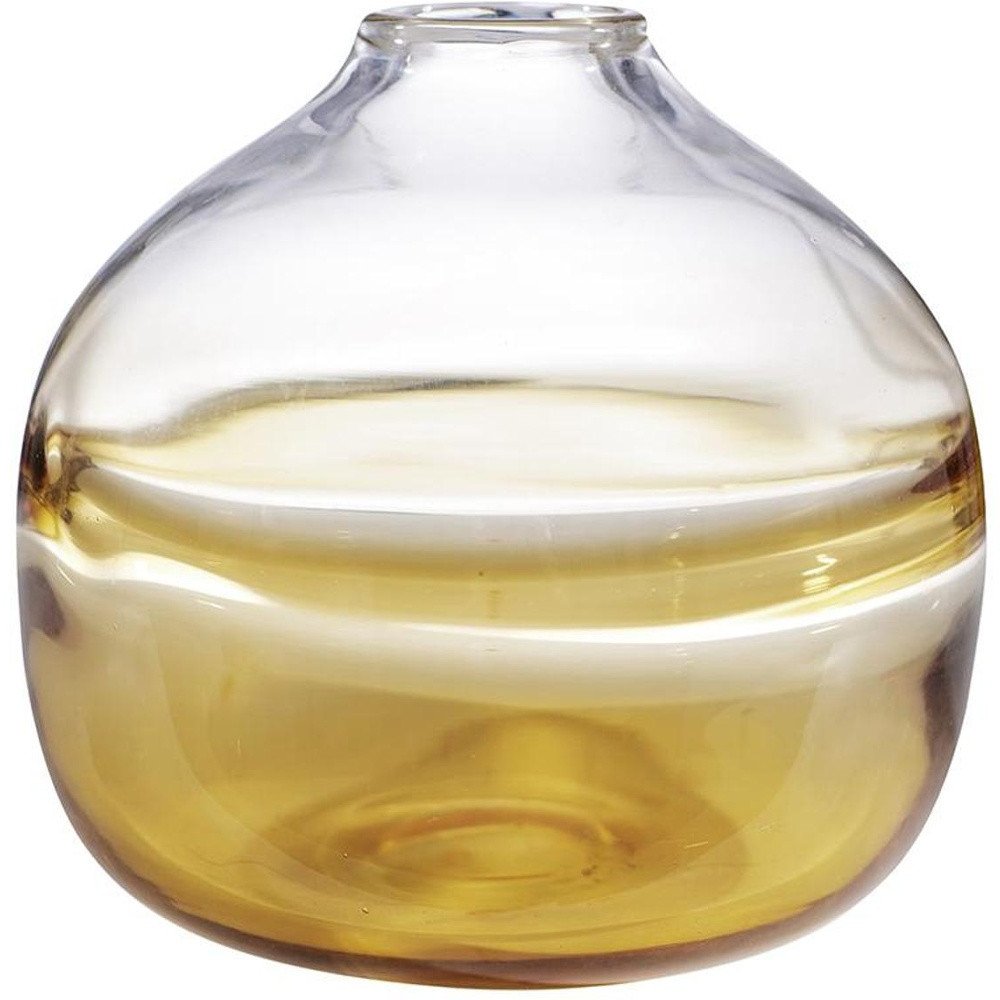 9" Clear And Brown Ombre Glass Round Table Vase