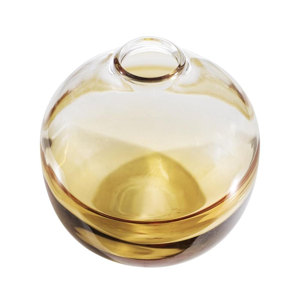 9" Clear And Brown Ombre Glass Round Table Vase