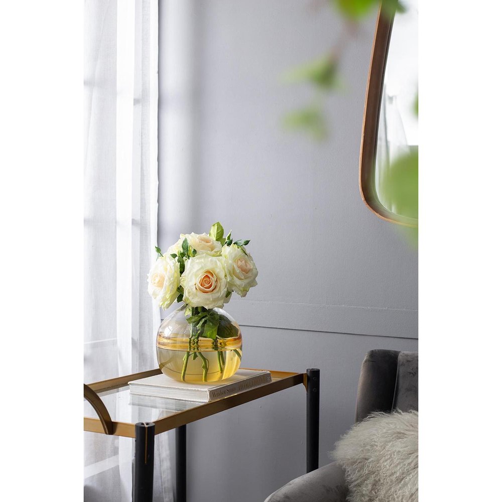 9" Clear And Brown Ombre Glass Round Table Vase
