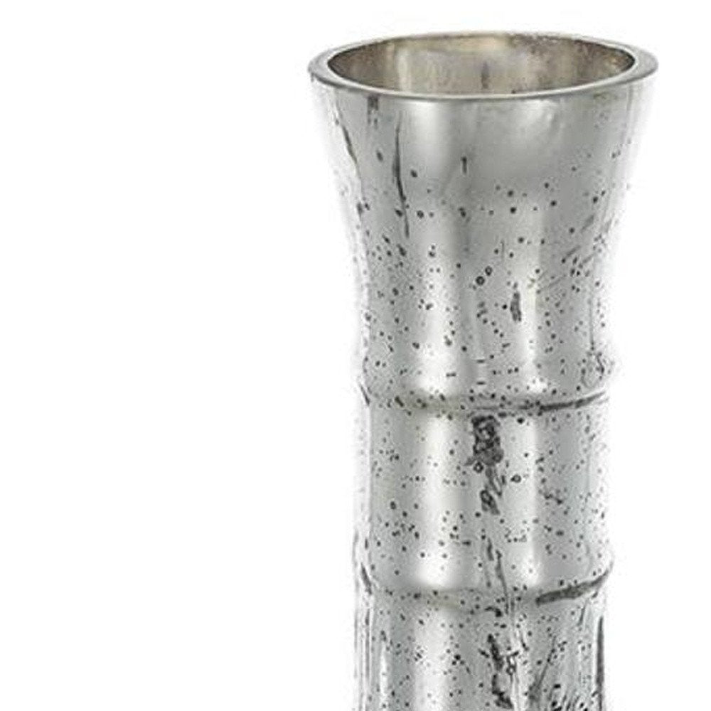 10" Antiqued Silver Glass Round Table Vase