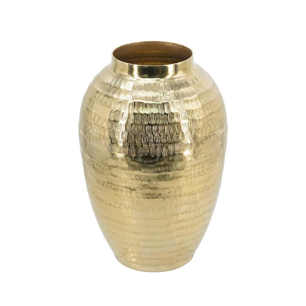 13" Gold Hammered Aluminum Urn Table Vase