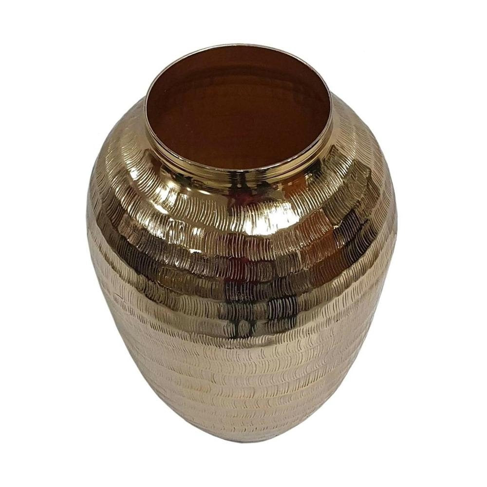 13" Gold Hammered Aluminum Urn Table Vase