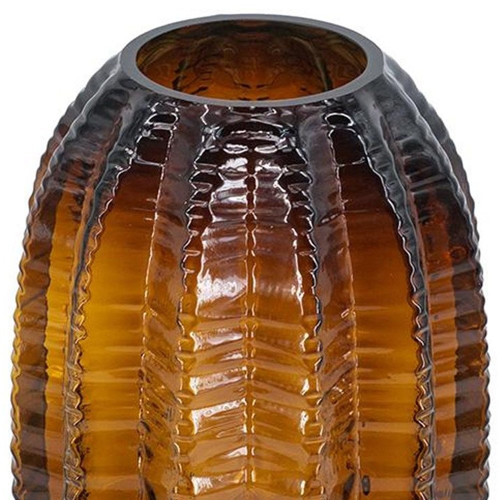 11" Burnt Umber Glass Textured Round Table Vase