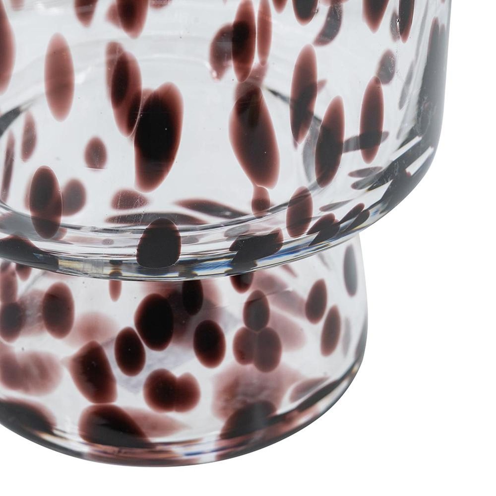 10" Amber And Clear Abstract Glass Cylinder Table Vase