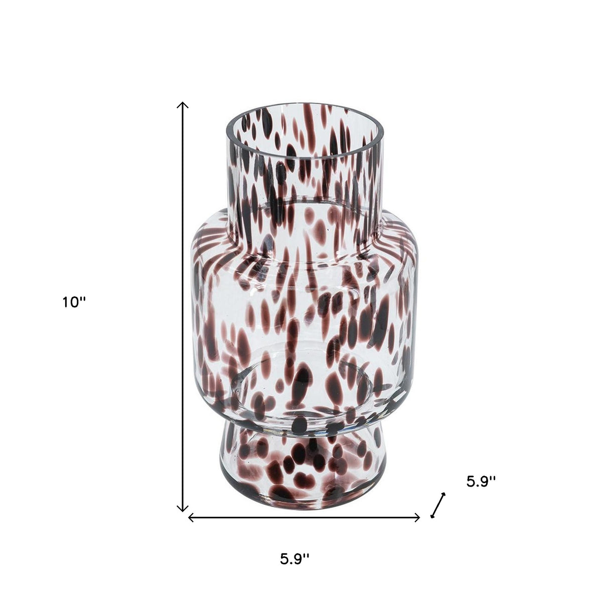 10" Amber And Clear Abstract Glass Cylinder Table Vase