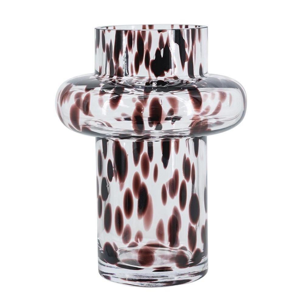 8" Amber And Clear Abstract Glass Cylinder Table Vase
