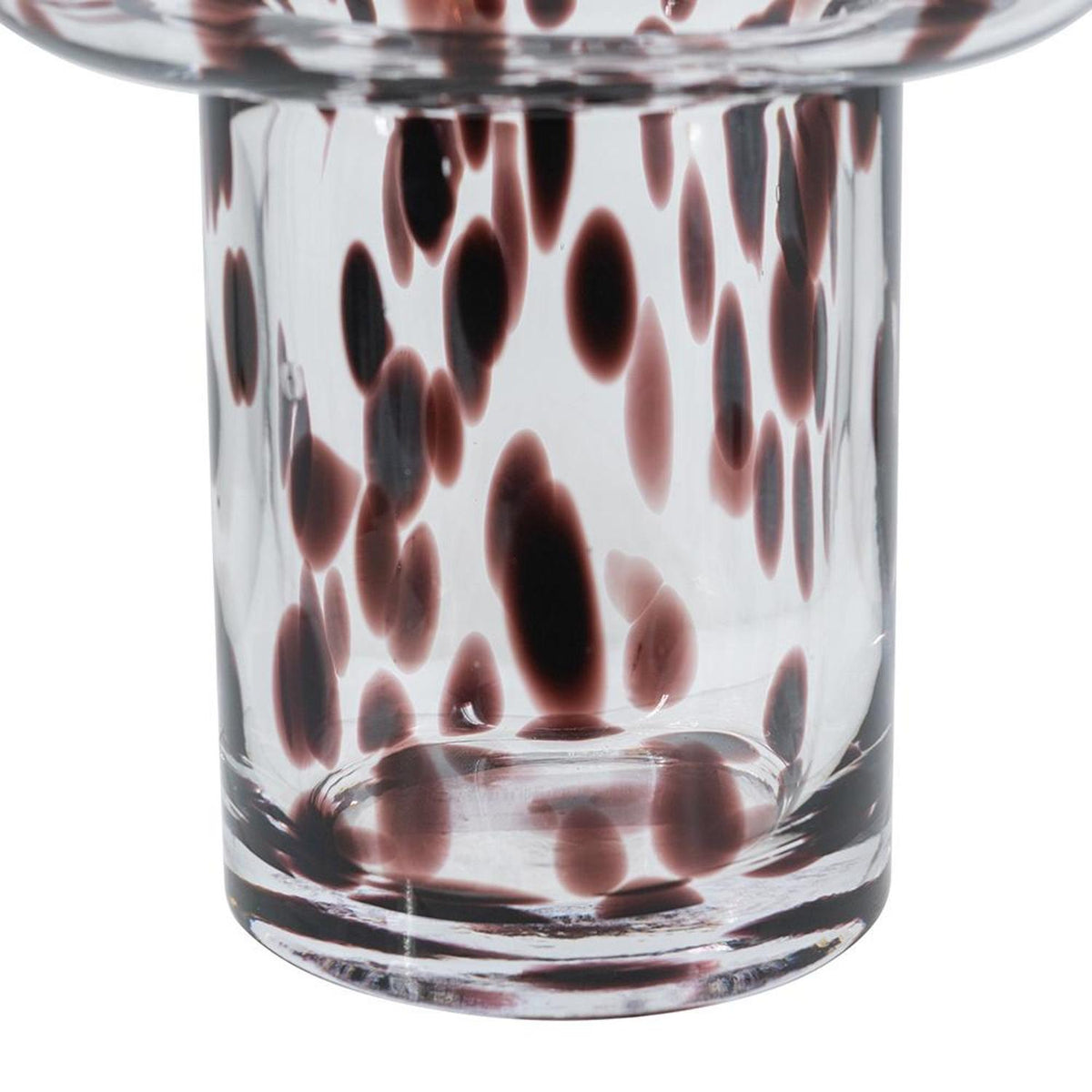 8" Amber And Clear Abstract Glass Cylinder Table Vase