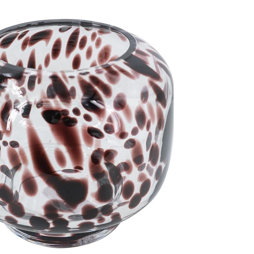6" Amber And Clear Abstract Glass Round Table Vase