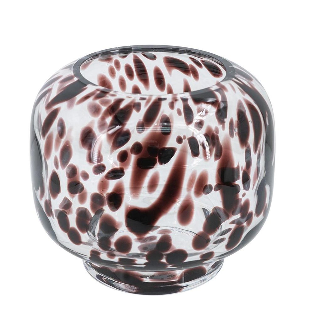 6" Amber And Clear Abstract Glass Round Table Vase