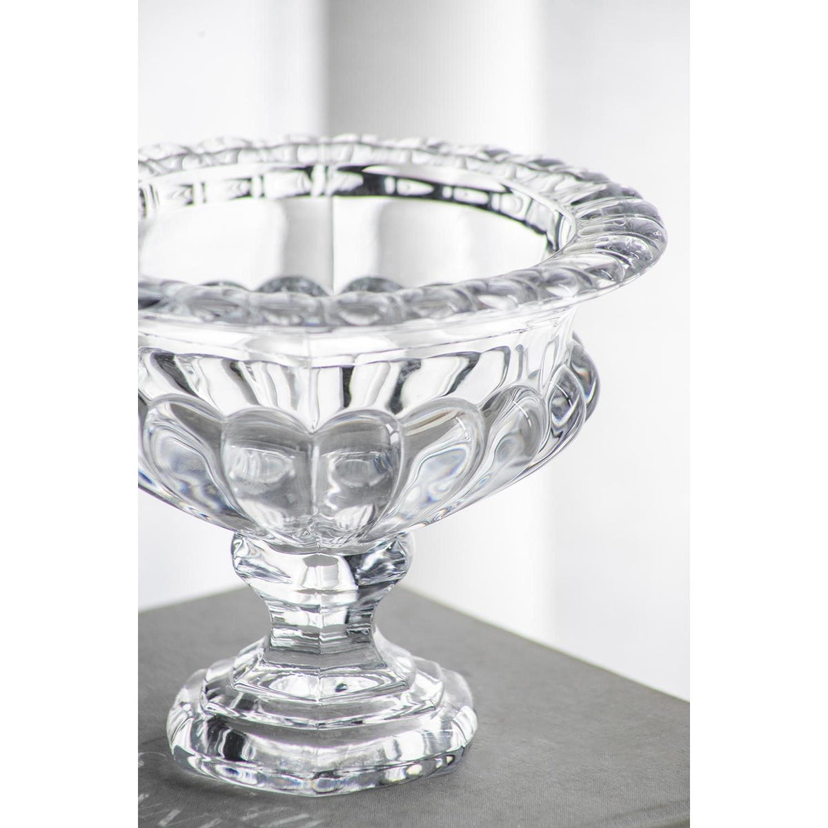 Set of Two Clear Glass Round Bowl Table Vases