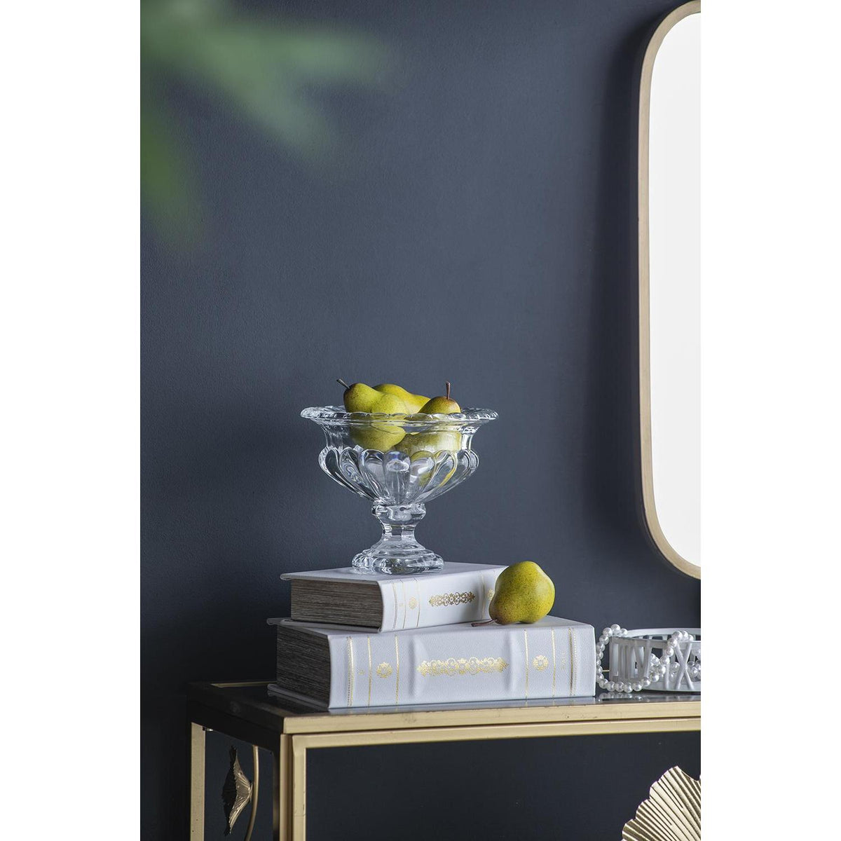 Set of Two Clear Glass Round Bowl Table Vases