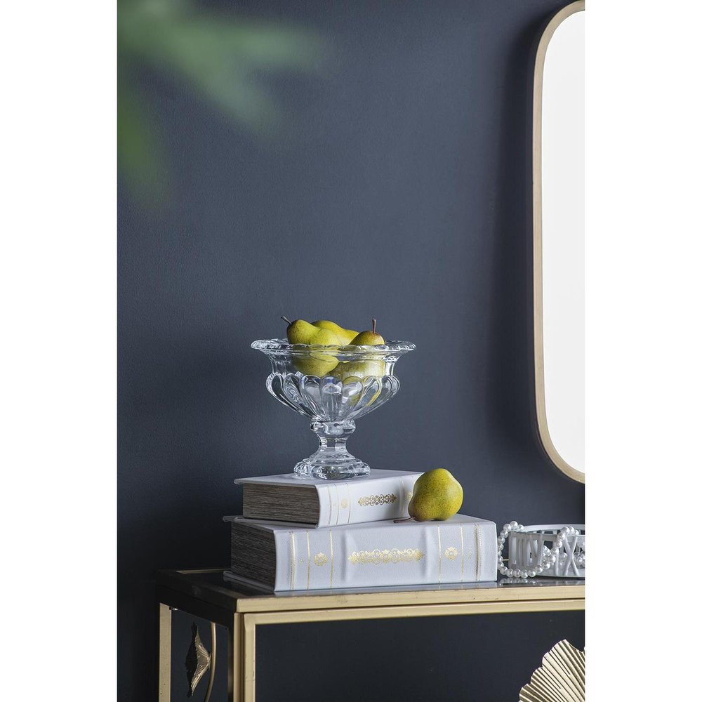 Set of Two Clear Glass Round Bowl Table Vases
