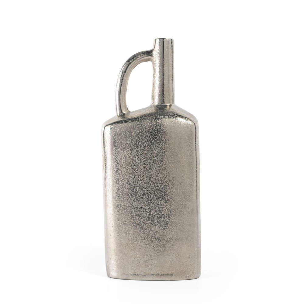 14" Silver Aluminum Jug Table Vase