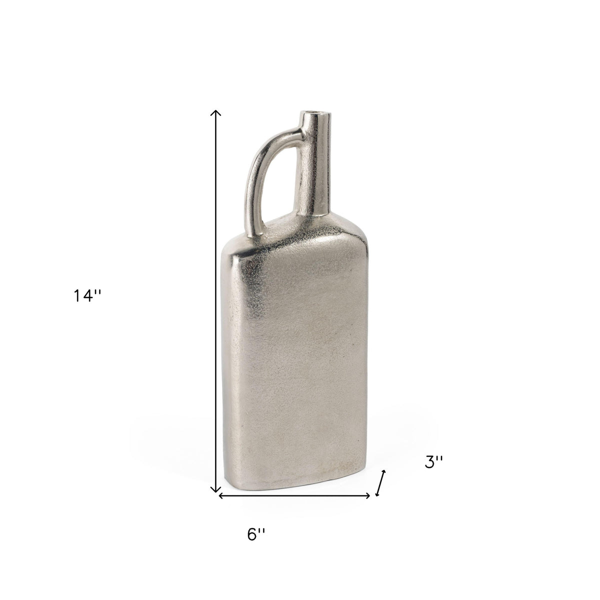 14" Silver Aluminum Jug Table Vase