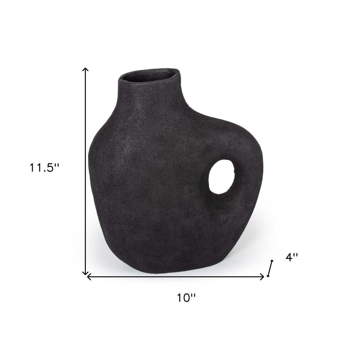 12" Black Aluminum Modern Abstract Table Vase