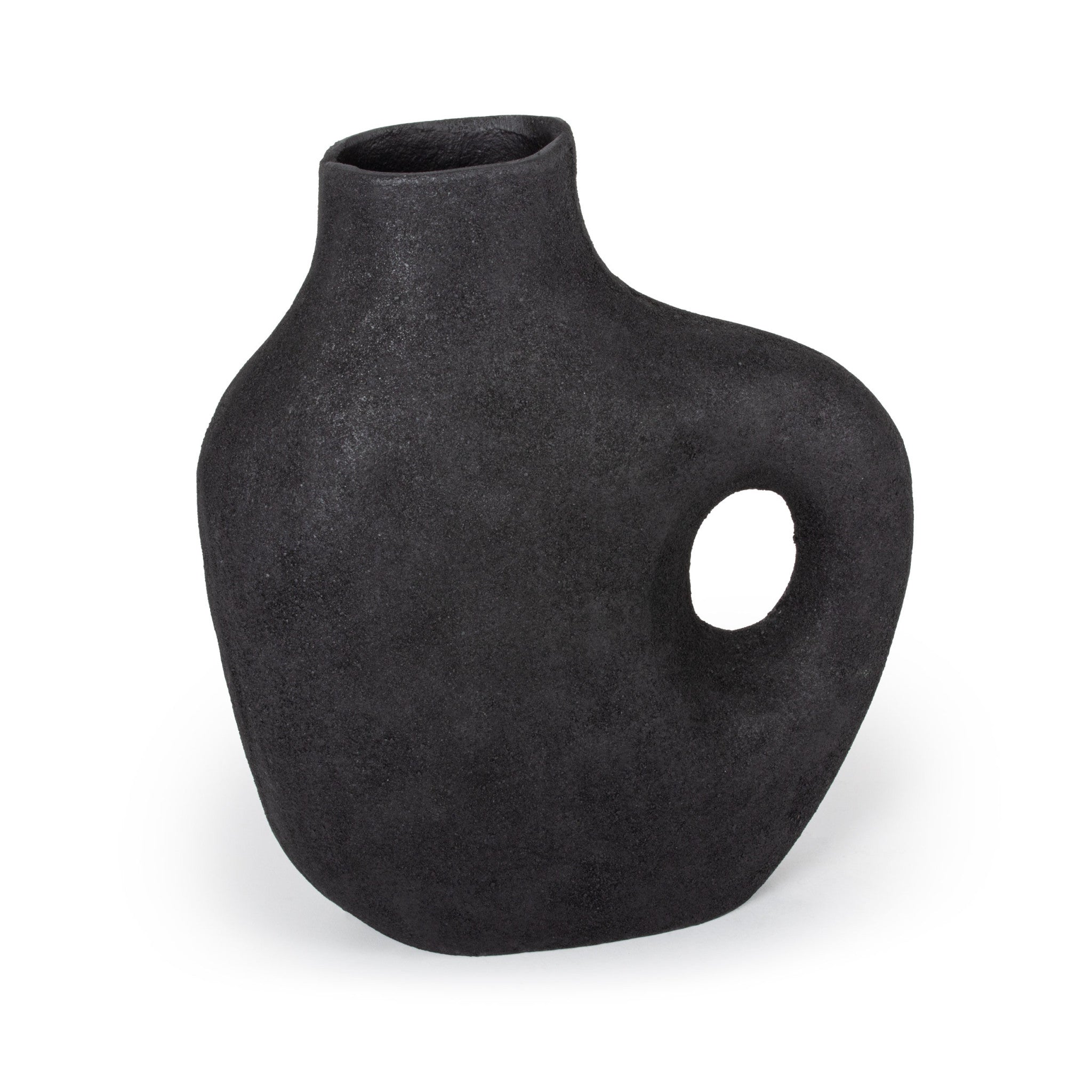 12" Black Aluminum Modern Abstract Table Vase