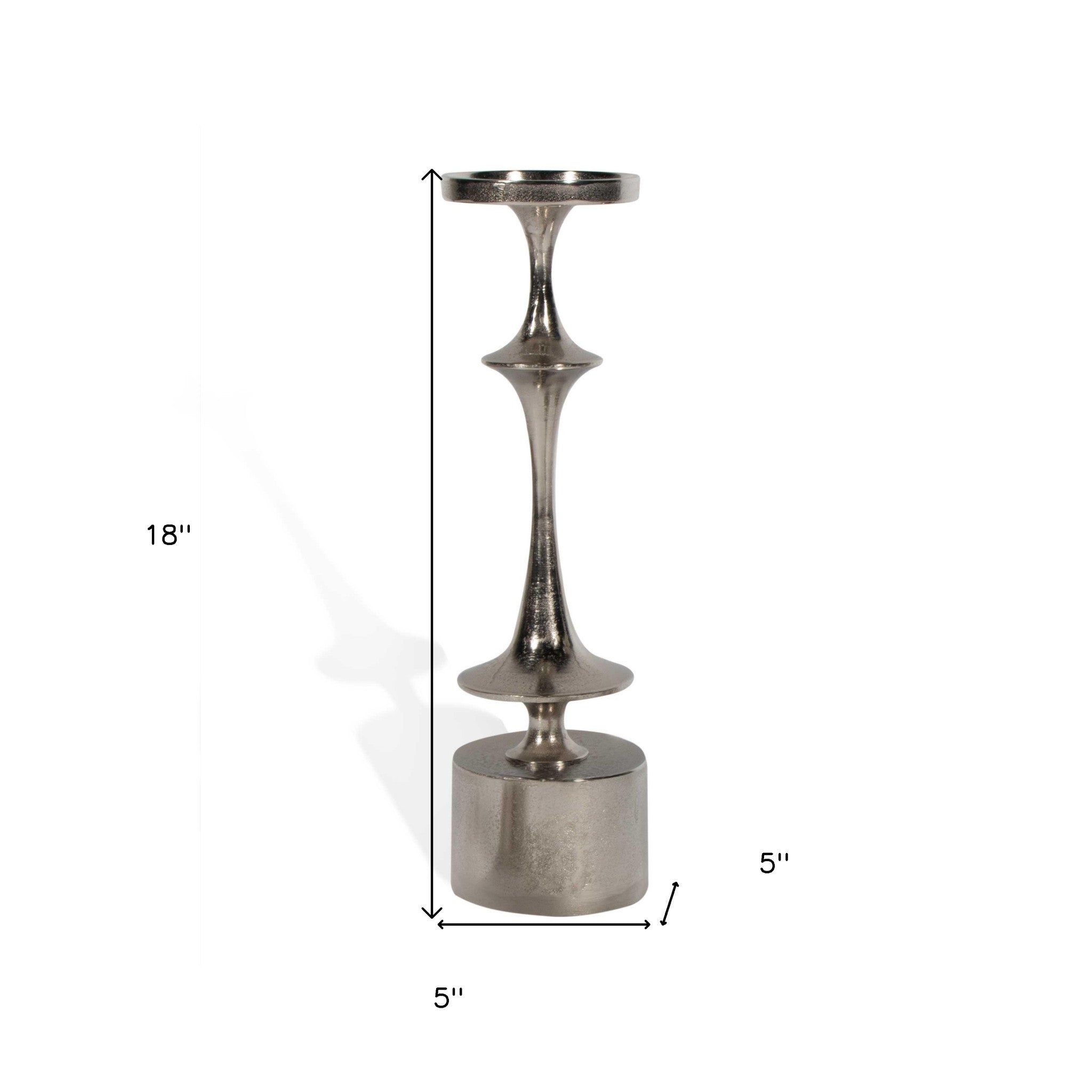 18" Silver Distressed Geometric Metal Tabletop Candle Holder